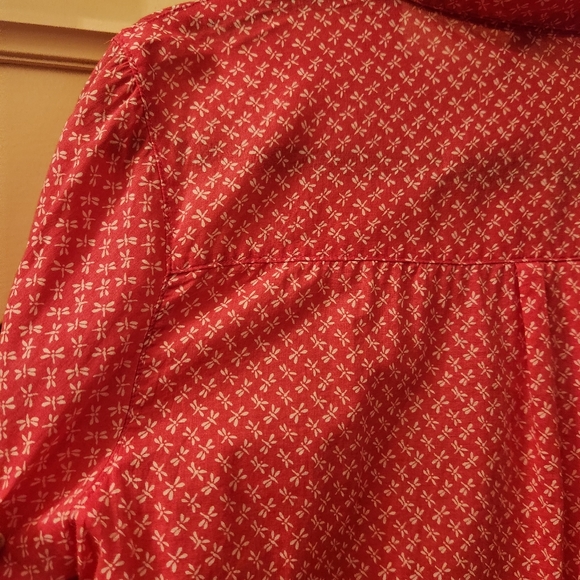 GAP Boyfriend Fit PINK Dragonfly Print Button Down, shirt, Sz L - Picture 4 of 8